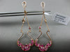 1.31CT DIAMOND & AAA RUBY & PINK SAPPHIRE 14KT ROSE GOLD FLOWER HANGING EARRINGS
