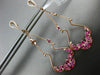 1.31CT DIAMOND & AAA RUBY & PINK SAPPHIRE 14KT ROSE GOLD FLOWER HANGING EARRINGS
