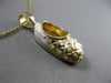 ESTATE 14KT YELLOW GOLD HANDCRAFTED ENAMEL BABY SHOE FLOATING PENDANT #25238