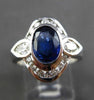 ESTATE LARGE 2.14CT DIAMOND & SAPPHIRE 14KT WHITE GOLD 3D ENGAGEMENT RING #24568
