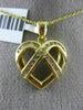 ESTATE .30CT DIAMOND 14KT YELLOW GOLD 3D INFINITY HEART LOVE FLAOTING PENDANT