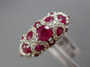 ESTATE 2.45CT DIAMOND & AAA ROUND RUBY 14KT WHITE GOLD 3D ETOILE FILIGREE RING
