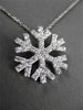 ANTIQUE LARGE .72CT DIAMOND 14KT WHITE GOLD FLOATING SNOWFLAKE PENDANT #26267