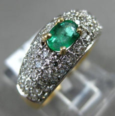 ESTATE .95CT DIAMOND & AAA EMERALD 14KT YELLOW GOLD ROUND & OVAL FRIENDSHIP RING