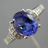 ESTATE 2.21CT DIAMOND & TANZANITE 14KT WHITE GOLD 3D OVAL ETOILE ENGAGEMENT RING