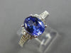 ESTATE 2.21CT DIAMOND & TANZANITE 14KT WHITE GOLD 3D OVAL ETOILE ENGAGEMENT RING