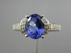 ESTATE 2.21CT DIAMOND & TANZANITE 14KT WHITE GOLD 3D OVAL ETOILE ENGAGEMENT RING