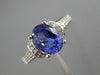 ESTATE 2.21CT DIAMOND & TANZANITE 14KT WHITE GOLD 3D OVAL ETOILE ENGAGEMENT RING