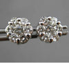 ESTATE 1.50CT DIAMOND 14KT WHITE GOLD 3D FLOWER CLUSTER STUD EARRINGS #24556
