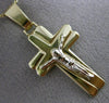 ESTATE 14K WHITE & YELLOW GOLD 3D CRUCIFIX CROSS FLOATING PENDANT & CHAIN #24866