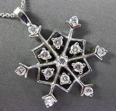 ANTIQUE LARGE .35CT DIAMOND 14KT WHITE GOLD SNOWFLAKE FLOATING PENDANT #23478