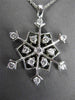 ANTIQUE LARGE .35CT DIAMOND 14KT WHITE GOLD SNOWFLAKE FLOATING PENDANT #23478