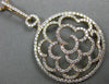ESTATE LARGE 1.75CT DIAMOND 18KT ROSE GOLD FLOWER OPEN FILIGREE FLOATING PENDANT