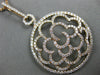 ESTATE LARGE 1.75CT DIAMOND 18KT ROSE GOLD FLOWER OPEN FILIGREE FLOATING PENDANT