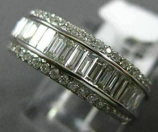 ESTATE WIDE .97CT DIAMOND 18KT WHITE GOLD SEMI ETERNITY WEDDING ANNIVERSARY RING