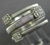 ESTATE WIDE .25CT DIAMOND 14KT WHITE GOLD 3D MESH THREE ROW SQUARE FLEXIBLE RING