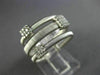 ESTATE WIDE .25CT DIAMOND 14KT WHITE GOLD 3D MESH THREE ROW SQUARE FLEXIBLE RING