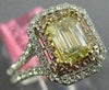 GIA WIDE 1.86CT TRI COLOR DIAMOND 18K TRI COLOR GOLD DOUBLE HALO ENGAGEMENT RING