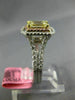 GIA WIDE 1.86CT TRI COLOR DIAMOND 18K TRI COLOR GOLD DOUBLE HALO ENGAGEMENT RING