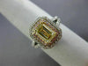 GIA WIDE 1.86CT TRI COLOR DIAMOND 18K TRI COLOR GOLD DOUBLE HALO ENGAGEMENT RING