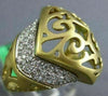ESTATE WIDE .29CT DIAMOND 14KT YELLOW GOLD 3D OPEN FILIGREE BELT V SHAPED RING