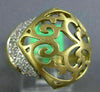 ESTATE WIDE .29CT DIAMOND 14KT YELLOW GOLD 3D OPEN FILIGREE BELT V SHAPED RING