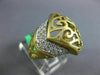 ESTATE WIDE .29CT DIAMOND 14KT YELLOW GOLD 3D OPEN FILIGREE BELT V SHAPED RING