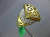 ESTATE WIDE .29CT DIAMOND 14KT YELLOW GOLD 3D OPEN FILIGREE BELT V SHAPED RING