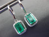 ESTATE 2.30CT DIAMOND & AAA EMERALD 14KT WHITE GOLD SQUARE HALO HANGING EARRINGS