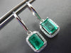 ESTATE 2.30CT DIAMOND & AAA EMERALD 14KT WHITE GOLD SQUARE HALO HANGING EARRINGS
