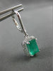 ESTATE 2.30CT DIAMOND & AAA EMERALD 14KT WHITE GOLD SQUARE HALO HANGING EARRINGS