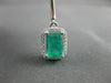 ESTATE 2.30CT DIAMOND & AAA EMERALD 14KT WHITE GOLD SQUARE HALO HANGING EARRINGS