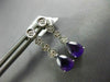 ESTATE .68CT DIAMOND & AAA AMETHYST 14K WHITE GOLD 3D TEAR DROP HANGING EARRINGS