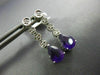 ESTATE .68CT DIAMOND & AAA AMETHYST 14K WHITE GOLD 3D TEAR DROP HANGING EARRINGS