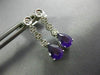 ESTATE .68CT DIAMOND & AAA AMETHYST 14K WHITE GOLD 3D TEAR DROP HANGING EARRINGS