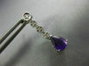 ESTATE .68CT DIAMOND & AAA AMETHYST 14K WHITE GOLD 3D TEAR DROP HANGING EARRINGS