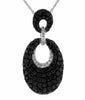 1.59CT WHITE & BLACK DIAMOND 14KT WHITE GOLD 3D OVAL MULTI ROW CLASSIC PENDANT
