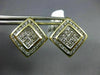 LARGE 1.65CT DIAMOND 14K 2 TONE GOLD 3D ROUND & PRINCESS INVISIBLE STUD EARRINGS