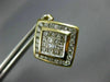 LARGE 1.65CT DIAMOND 14K 2 TONE GOLD 3D ROUND & PRINCESS INVISIBLE STUD EARRINGS