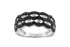 .85CT WHITE & BLACK DIAMOND 14K WHITE GOLD ETOILE SEMI ETERNITY ANNIVERSARY RING