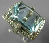 EXTRA LARGE 26.6CT DIAMOND & AAA AQUAMARINE 14K WHITE GOLD CUSHION FILIGREE RING