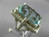 EXTRA LARGE 26.6CT DIAMOND & AAA AQUAMARINE 14K WHITE GOLD CUSHION FILIGREE RING