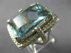 EXTRA LARGE 26.6CT DIAMOND & AAA AQUAMARINE 14K WHITE GOLD CUSHION FILIGREE RING