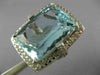 EXTRA LARGE 26.6CT DIAMOND & AAA AQUAMARINE 14K WHITE GOLD CUSHION FILIGREE RING
