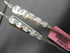 ESTATE EXTRA LARGE 1.69CT DIAMOND 18KT WHITE GOLD OVAL CLUSTER HANGING EARRINGS