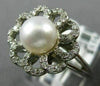ESTATE WIDE .25CT DIAMOND & SOUTH SEA PEARL 14KT WHITE GOLD CLASSIC FLOWER RING