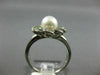 ESTATE WIDE .25CT DIAMOND & SOUTH SEA PEARL 14KT WHITE GOLD CLASSIC FLOWER RING