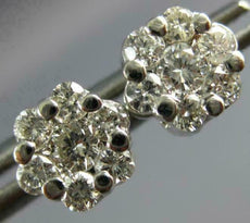 ESTATE LARGE .65CT DIAMOND 14KT WHITE GOLD 3D FLOWER CLUSTER STUD EARRINGS #2665