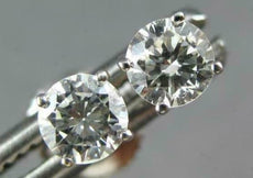 ESTATE .32CT DIAMOND 14KT WHITE GOLD 3D CLASSIC SCREW BACK STUD EARRINGS #1657