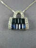 ANTIQUE LARGE 1.42CT DIAMOND & AAA SAPPHIRE 14K WHITE GOLD 3D PURSE PENDANT #315
